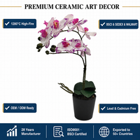 Fleurs d'orchidées artificielles au toucher réel, grande orchidée Phalaenopsis rose, plante artificielle moderne dans un pot en céramique, décoration de table intérieure, jardin