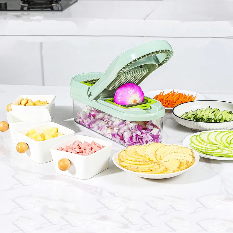 Hete Verkopende Keuken Multi-Manuele Mandoline Fruit Groentesnijder Ui Dicer Vegetarische Snijmachine Groente Chopper