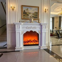 Meuble TV design luxe léger avec foyer électronique à flamme simulée et chauffage, mobilier moderne pour la maison