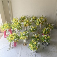 MSFAME Vente Flash d'été Centres de Table Composition Florale Jaune Vert Fournitures de Décoration de Mariage Fleurs Artificielles