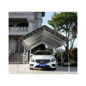 Vordach aus Metall vorgefertigtes Holzstahldesign mit Rädern Pergola 2-Auto-Überdachung aufblasbares tragbares Garagen-Satz-Rahmen Anlage Carport