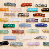Conectores de Piedras Preciosas Naturales, Cristal Curvo Multicolor, Componentes Rectangulares de Doble Orificio para la Fabricación de Joyería DIY