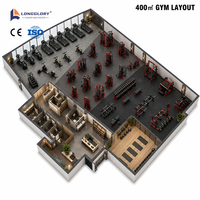 Solution clé en main pour salle de sport de 400 m², conception de salle de sport, équipement complet de fitness, machine d'entraînement multifonctionnelle pour la force et le cardio