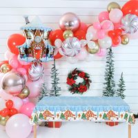 Nappe de fête de Noël, nappe rectangulaire jetable pour fête de Noël, nappe en plastique à thème de Noël pour les fêtes de Noël
