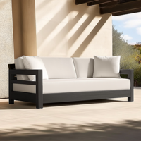 Ensemble de table et canapé modulaires en aluminium tressé, mobilier de jardin moderne en tissu pour l'extérieur