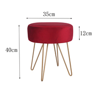 Repose-pieds rond Ottoman en velours Tabouret de toilette avec pieds en métal Repose-pieds rembourré Chaise de maquillage pour chambre à coucher Salon