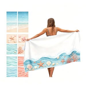 Serviette de plage et piscine en microfibre sans sable, séchage rapide, super absorbante, grande taille, logo et motif personnalisables - Product Image 1
