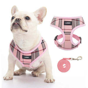 Harnais élégant pour chiot à carreaux rembourré en polyester Air Mesh Bowknot réglable pour chiens de 5 à 15 lb - Product Image 2