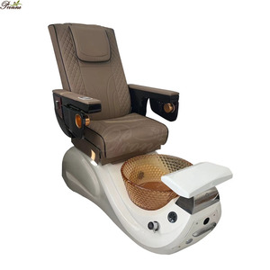 Moderno masaje de espalda cómodo salón beige sillón de pedicura doble con cuenco anti-acetona - Product Image 2