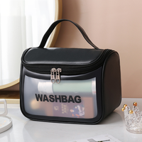 Sac de toilette et de maquillage transparent en PVC imperméable, unisexe, pour voyage