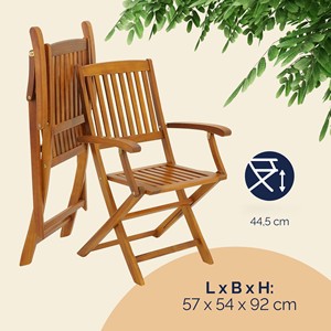 Ensemble de meubles de jardin Combohome 7 pièces pour jardin et terrasse, <span class=keywords><strong>table</strong></span> de jardin pliante en bois avec <span class=keywords><strong>support</strong></span> pour parasol et chaise avec accoudoirs - Product Image 5