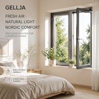 Fenêtre à battant en alliage d'aluminium certifiée CE, à rupture de pont thermique, style européen, avec pare-soleil et isolation thermique pour maison, design moderne