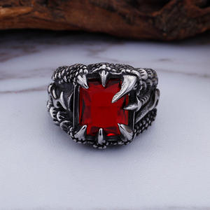 Мужское кольцо из нержавеющей стали с кристаллами KALEN, байкерское готическое ювелирное изделие с когтями дракона - Product Image 2