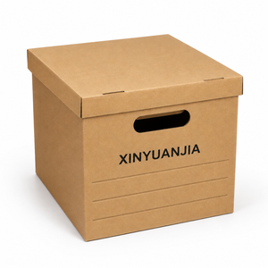 Boîte de rangement en carton ondulé pour archives, avec couvercle, poignées de transport, empilable, pour bureau et déménagement - Fabriquée au Vietnam - Product Image 1