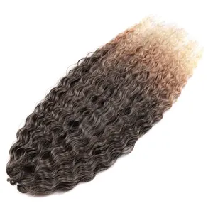 sleek wholesale synthetic factory supplier heat resistant fiber water Deep Wave long crochet braid hair synthetic hair extension