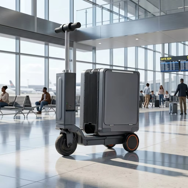 Electric Scooter Suitcase Aluminium Frame Light Weight PC Shell Load Capacity 220kg Portable for Adults Speed 8KM/H Ride-On