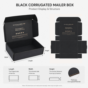 Custom Gold Foil Stamping Black Corrugated Mailer <b>Boxes</b> Luxury Matte Black Custom Logo Shipping Mailer Box For Apparel Packaging - Product Image 3