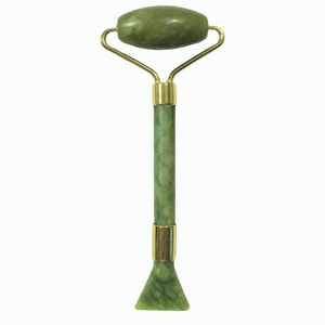 2-in-1 Jade Roller and Gua Sha <b>Tool</b>: Green Aventurine Grey Agate Xiuyan Jade Roller with <b>Massage</b> Fish Tail End - Product Image 3