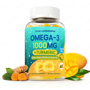 ビーガン向け天然オメガ<span class=keywords><strong>3</strong></span>グミ 1000mg + ターメリック・魚油代替品（大人用）藻類DHA 600mg EPA 300mg配合 - Product Image 1