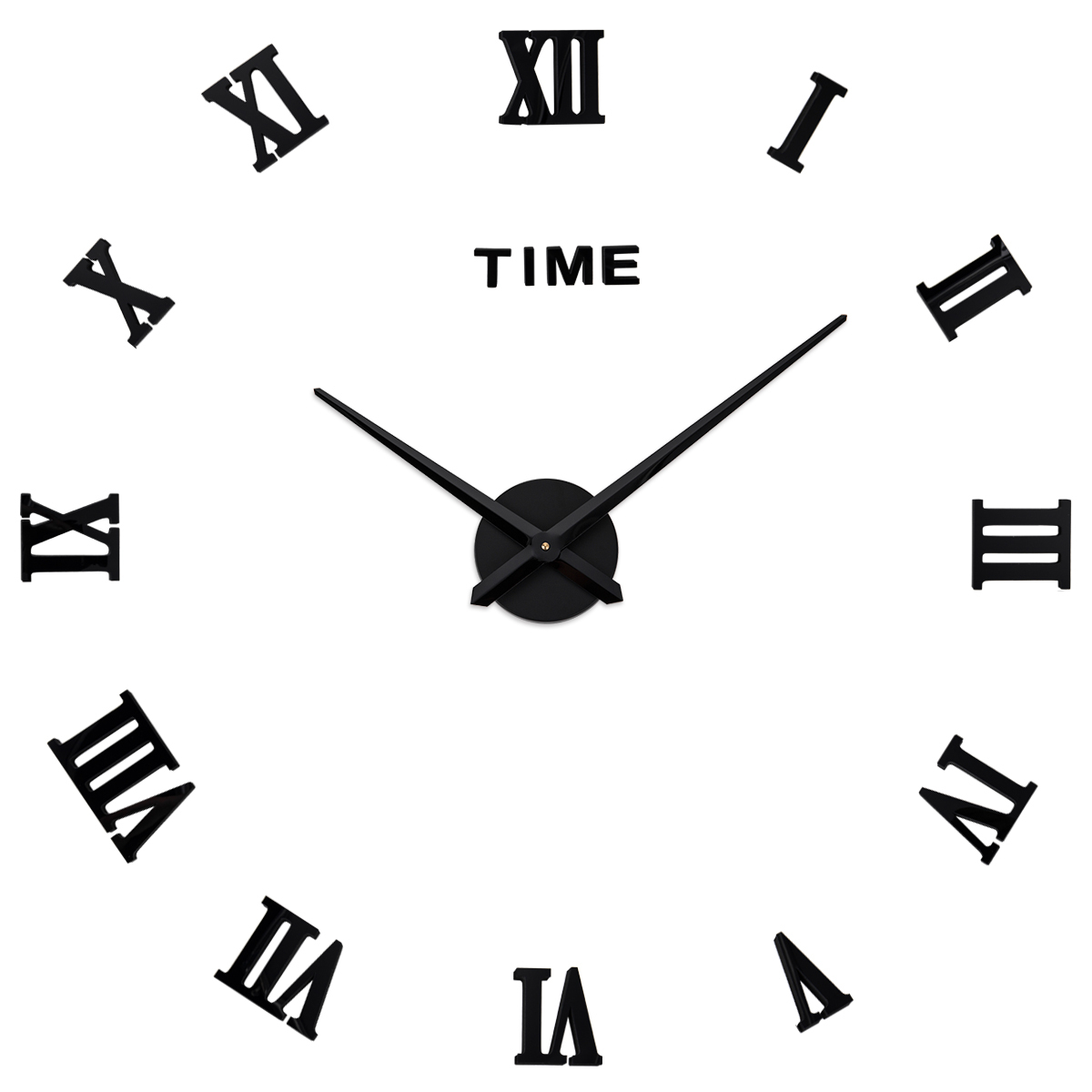 3D Frameless DIY Roman Numeral Wall Clock Sticker – Large Mute Wall Watch - View 3