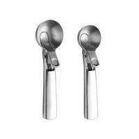Sendok Es Krim Warna Solid Stainless Steel, Pengambil Semangka & Bakso, Sendok Buah Multifungsi untuk Kedai Teh Susu
