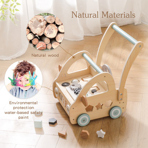 Offre Spéciale éducatif apprentissage précoce Push Pull marchette chariot enfants <span class=keywords><strong>en</strong></span> <span class=keywords><strong>bois</strong></span> supermarché panier jouet pour enfants garçons - Product Image 2