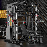 Machine de musculation multifonctionnelle avec système de croisement de câbles doublement réglable et machine Smith