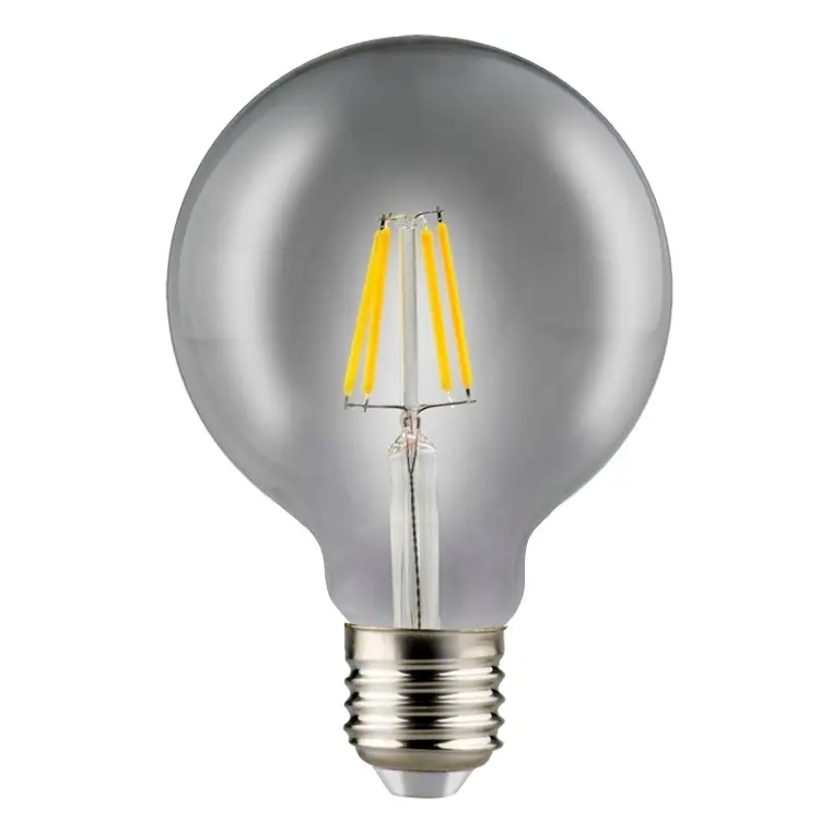 Home Decor Smoky Grey Clear Glass Cover 4W E27 220V G125 Globe LED Filament Bulb