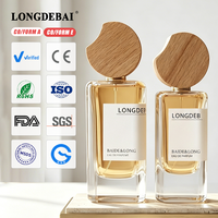 Flacon de parfum vide en verre carré de qualité supérieure, personnalisable, 30 ml, 50 ml, 100 ml, avec couvercle en bois en forme de lune, vente en gros