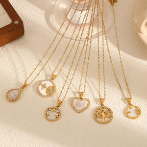 Collana pendente in acciaio inossidabile intarsiato a catena maglione lungo di fascia alta da donna collana di lusso con conchiglia PVD placcato in oro 18K - Product Image 2