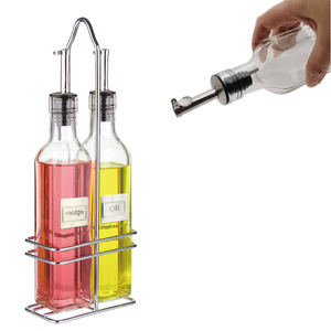 Ensemble <span class=keywords><strong>de</strong></span> bouteilles à huile et vinaigre en verre <span class=keywords><strong>de</strong></span> 150/250/500 ml, best-seller, avec support métallique pour le stockage des aliments - Product Image 2
