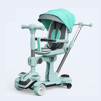 Trottinette multifonctionnelle 6-en-1, poussette pour bébé, poignée réglable en hauteur, design pliable pour 0-4 ans, alliage d'aluminium, plastique