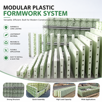 Panneau de coffrage en béton plastique modulaire, imperméable et réutilisable, système de coffrage pour les projets de construction de murs, colonnes et dalles