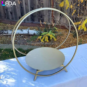 Support de fleurs rond en métal doré de luxe LEDA, accessoires de mariage, décoration de table d'hôtel pour mariage - Product Image 3