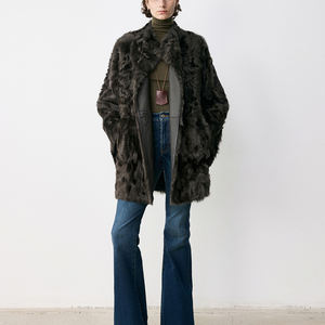 高級リバーシブルアストラハンシアリングコート女性用冬ファッションシングルブレストリアル羊毛皮ジャケットカジュアルアウターウェア - Product Image 6