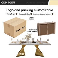 Table à Manger Dorée et Ensemble de 8 Chaises Luxe Oriental Chevrons Italiens – Table de Salle à Manger, Vente en Gros Meubles