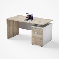 Bureau de travail moderne avec armoire à 2 tiroirs verrouillable, table d'ordinateur simple avec rangement pour la maison et le bureau