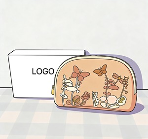 Nueva bolsa de cosméticos para mujer con diseño de mariposa y flores bordadas en forma de concha con brillo, bolsa de almacenamiento de cosméticos portátil. - Product Image 1