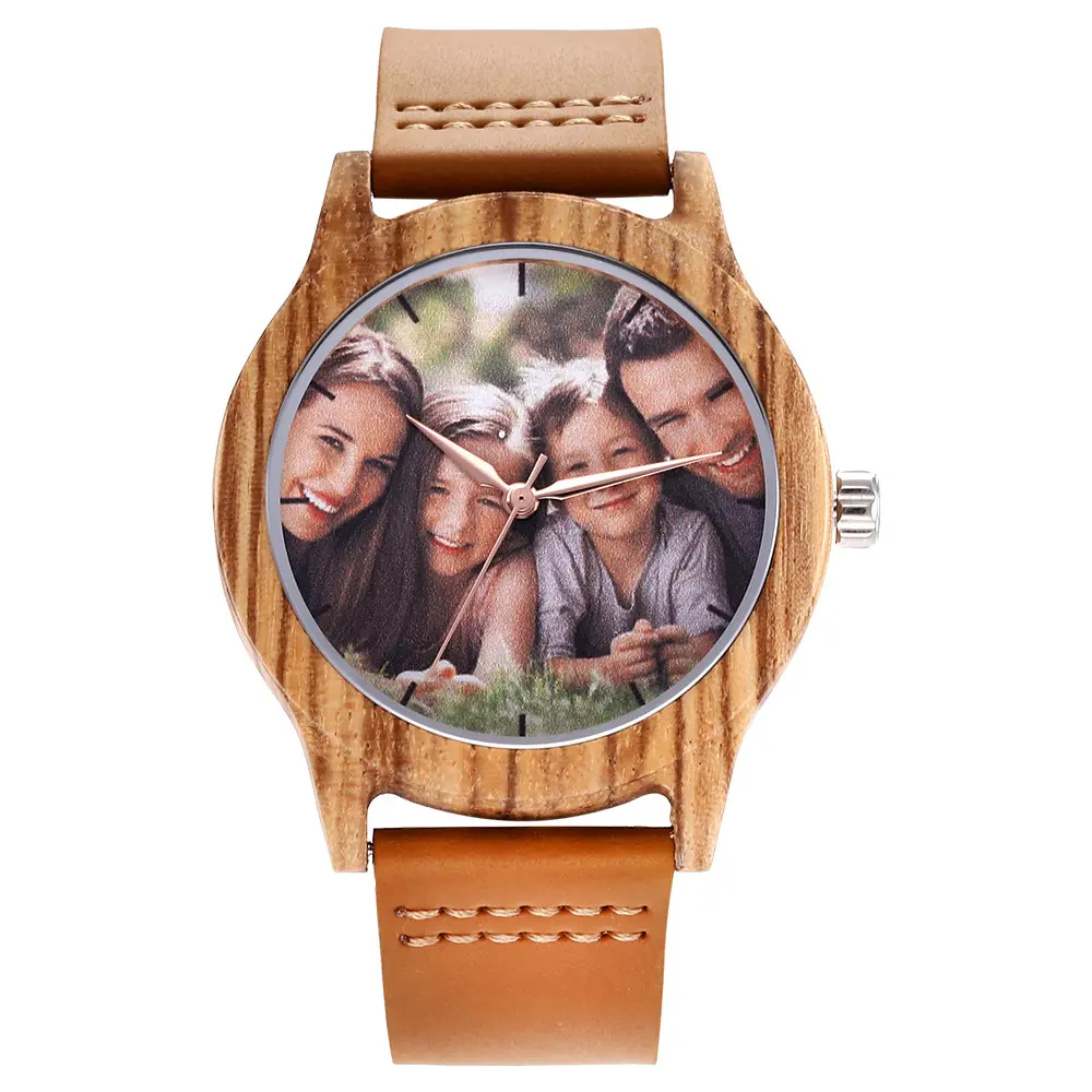 Est selling-Reloj de madera de bambú personalizado, accesorio de pulsera de madera de bambú personalizado con foto