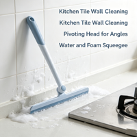 Nettoyeur de vitres en silicone en forme de T rotatif à 360° avec manche en plastique pour salle de bain, miroir, porte, cuisine, voiture