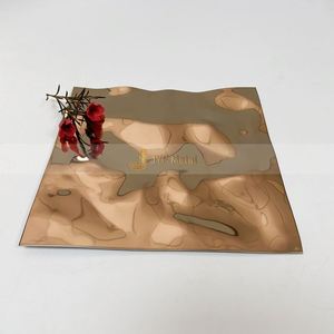EX188 Rose Gold/Golden Water Ripple Stainless Steel <b>Sheet</b> Ceiling 0.5-1mm <b>Mirror</b> Finish Decorative Wall Panel Interior Design - Product Image 1