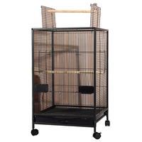 Fabricant Vente en gros Cage d'élevage d'oiseaux pliable Conception simple en fer Boîte de plateau en plastique de toit de lucarne interactive pour animal de compagnie