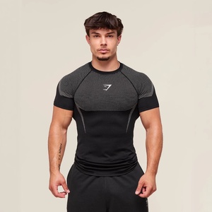 T-shirt sportiva da <span class=keywords><strong>uomo</strong></span> a maniche corte, traspirante, ad asciugatura rapida, anti-umidità, slim fit, con fantasia a pois e motivo muscolare - Product Image 3