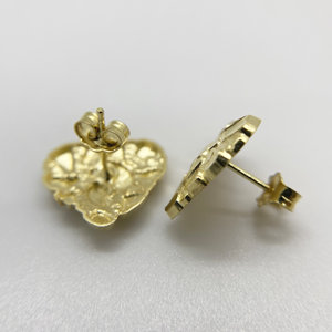 Anting Tusuk Desain Nugget Hati Berlapis Emas 14k Gaya Hip Hop Duyizhao untuk Wanita dan Remaja Putri - Product Image 6