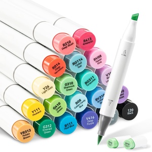 60 Colors Alcohols Markers Set <b>Brush</b> Tip Drawing Marker Pen Set Art Coloring Pens <b>Round</b> Pen Barrel for Stationery - Product Image 1