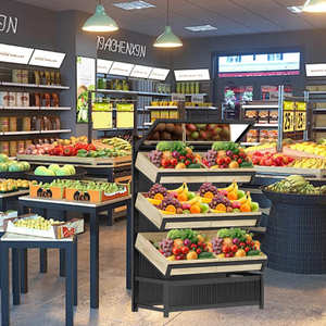 Estante de exhibición de frutas de madera de alta calidad Estante de exhibición de frutas y verduras de supermercado Estante de tienda de verduras secas frescas - Product Image 4