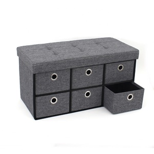Nội Thất Gia Đình Hiện Đại Theo Yêu Cầu Faux Linen Có Thể Gập Lại Lưu Trữ Ottoman Bench Với Sáu Ngăn Kéo - Product Image 5