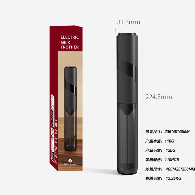 battery-gentleman black milk frother with sleeve