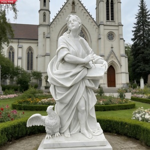 Sculpture de Saint Benoît en marbre blanc de Carrare grandeur nature, sculptée à la main, statue de prêtre catholique pour église, cour, jardin - Product Image 5