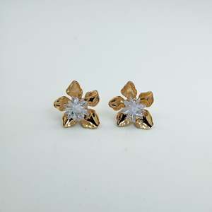 Fashion <b>Stud</b> <b>Earrings</b> 316L Stainless Steel PVD Gold Plating Flower Design For Women - Product Image 1